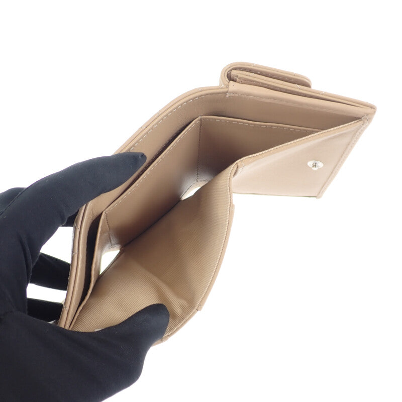 シャネル CHANEL スモールフラップ ウォレット AP3882_B16247_NW781 三つ折り財布 カーフ ベージュ レディース【中古】【Aランク】