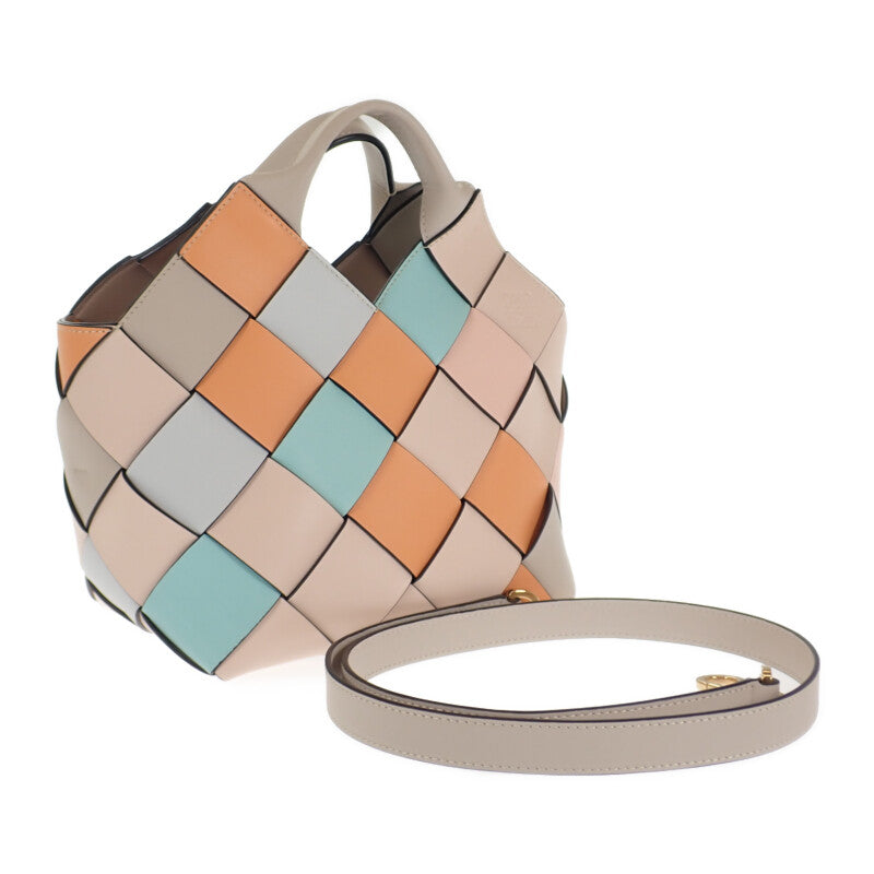 ロエベ LOEWE ウーブン バスケット A521T32X22 2WAYバッグ ショルダーバッグ カーフ マルチカラー レディース【中古】【Aランク】