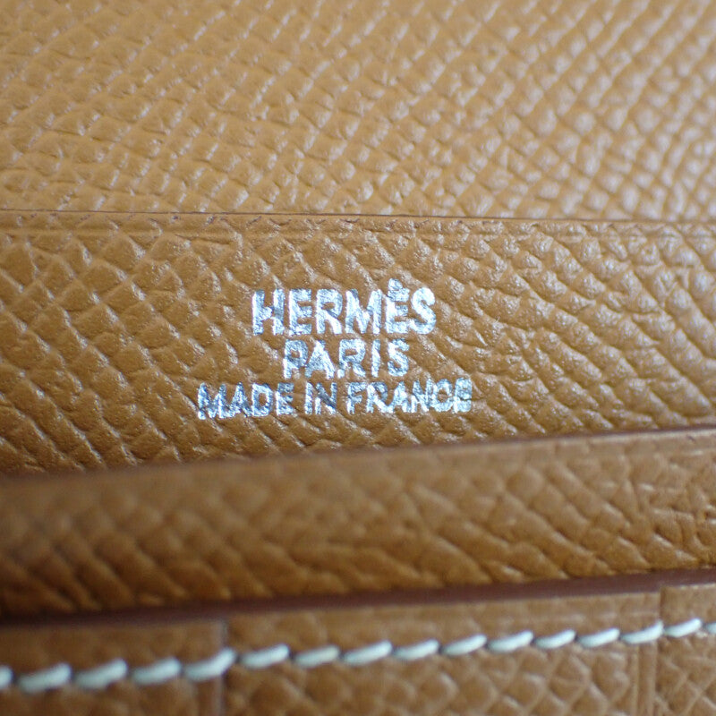 【Aランク】エルメス HERMES ベアンスフレ 長財布 ヴォーエプソン ゴールド □O刻印 シルバー金具 レディース【ISEYA】