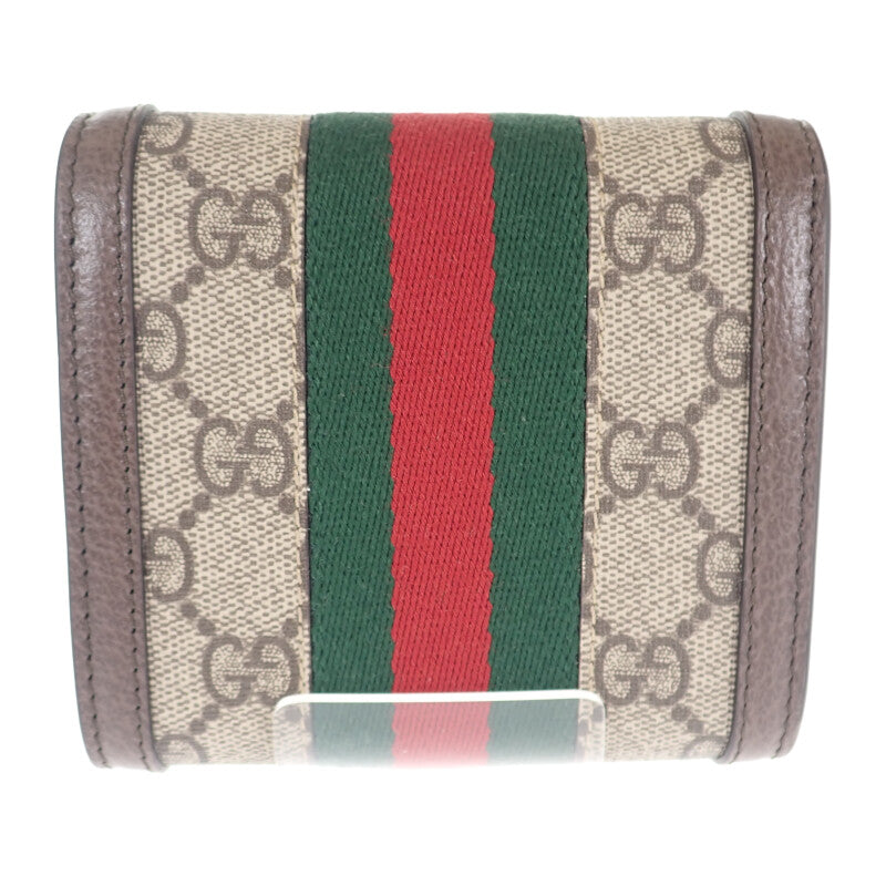 グッチ GUCCI オフィディア GG ウォレット 598662_96IWG_8745 二つ折り財布 レザー GGスプリーム ブラウン レディース【中古】【SAランク】