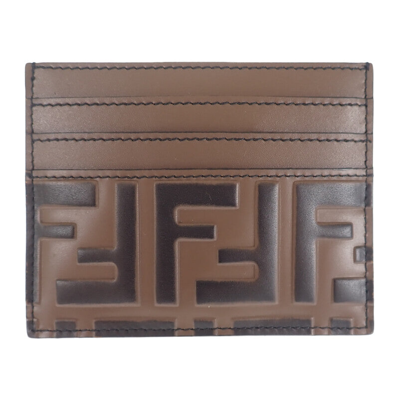 【Aランク】フェンディ FENDI FFロゴ ズッカ カードホルダー 7M0164 カードケース レザー ブラウン レディース【ISEYA】