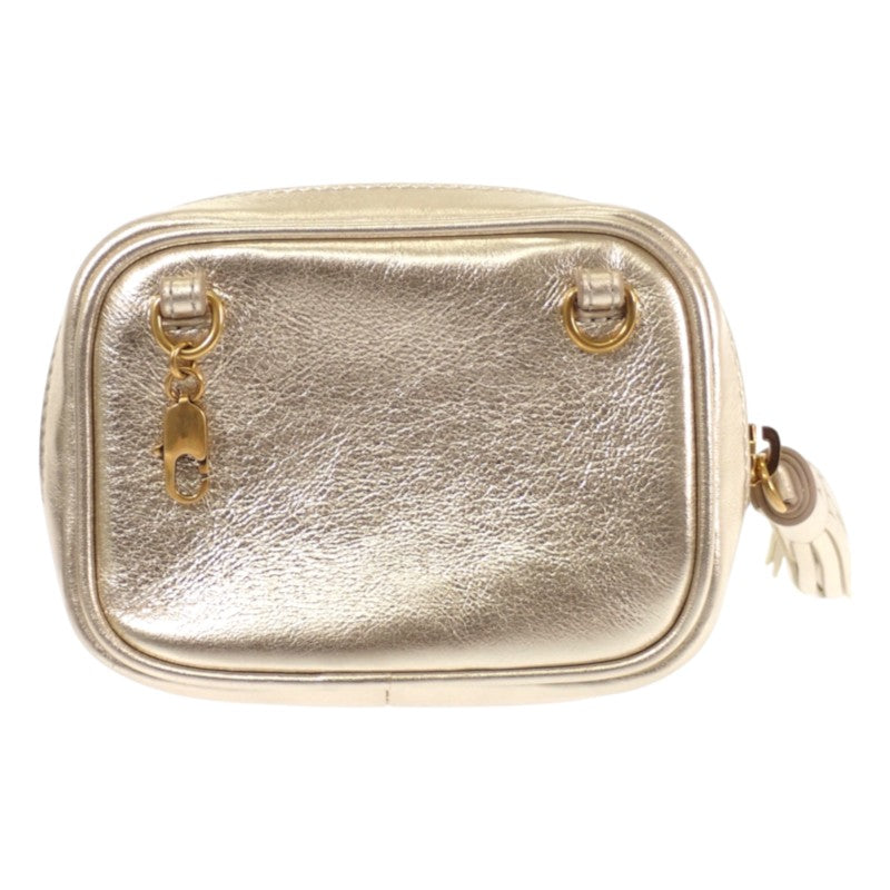 SAINT LAURENT 聖羅蘭 BABY LOUP 鍊帶肩背包 手拿包 657495 肩背包 皮革 金色 女款【中古】【A級品】