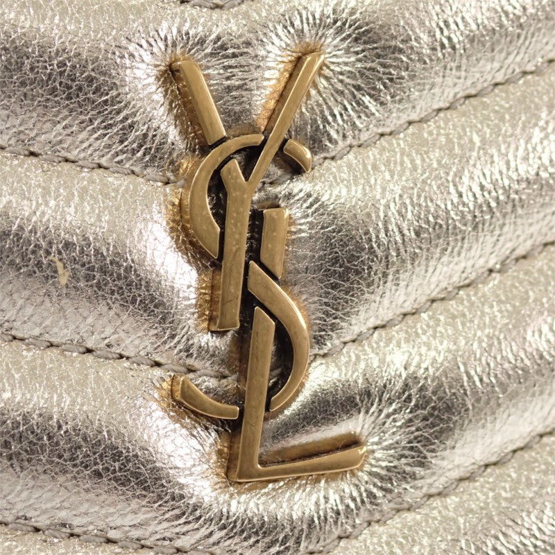 SAINT LAURENT 聖羅蘭 BABY LOUP 鍊帶肩背包 手拿包 657495 肩背包 皮革 金色 女款【中古】【A級品】