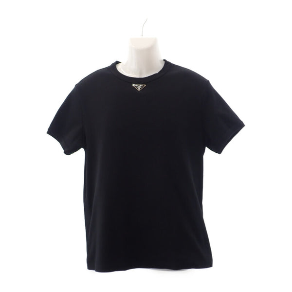 【Aランク】プラダ PRADA トライアングルロゴ クルーネック トップス UJN824_S222_11ZM 半袖Ｔシャツ コットン ブラック XL メンズ【ISEYA】