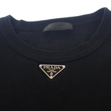 【Aランク】プラダ PRADA トライアングルロゴ クルーネック トップス UJN824_S222_11ZM 半袖Ｔシャツ コットン ブラック XL メンズ【ISEYA】