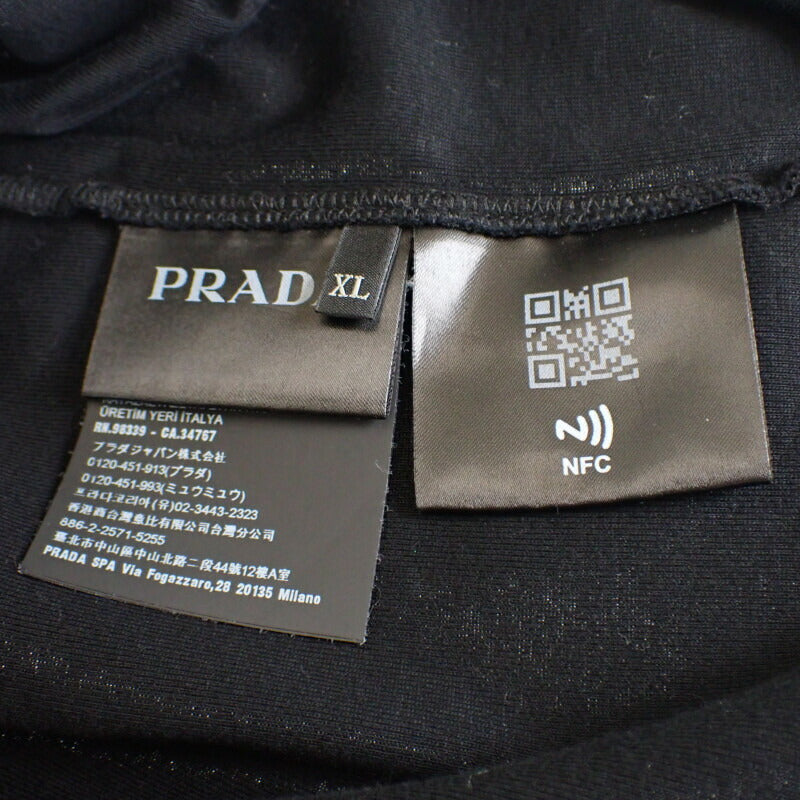 【Aランク】プラダ PRADA トライアングルロゴ クルーネック トップス UJN824_S222_11ZM 半袖Ｔシャツ コットン ブラック XL メンズ【ISEYA】