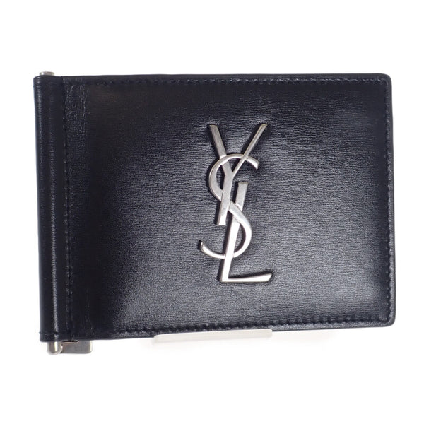 【Aランク】サンローラン SAINT LAURENT カサンドラカードホルダー マネークリップ付き二つ折りカードケース 4856300SX0E1000 カードケース カーフ ブラック オープン レディース メンズ ユニセックス【ISEYA】