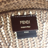 【Aランク】フェンディ FENDI ショッピングバッグ トートバッグ FFモチーフ ニット 総柄 丸底 7VA602_APDH_F1MLR ハンドバッグ カシミヤ レザー ブラウン オープン レディース【ISEYA】