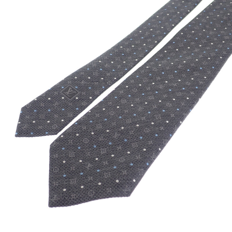ルイヴィトン LOUIS VUITTON ドット・オン モノグラム M79111 ネクタイ シルク コットン グレー メンズ【中古】【Aランク】