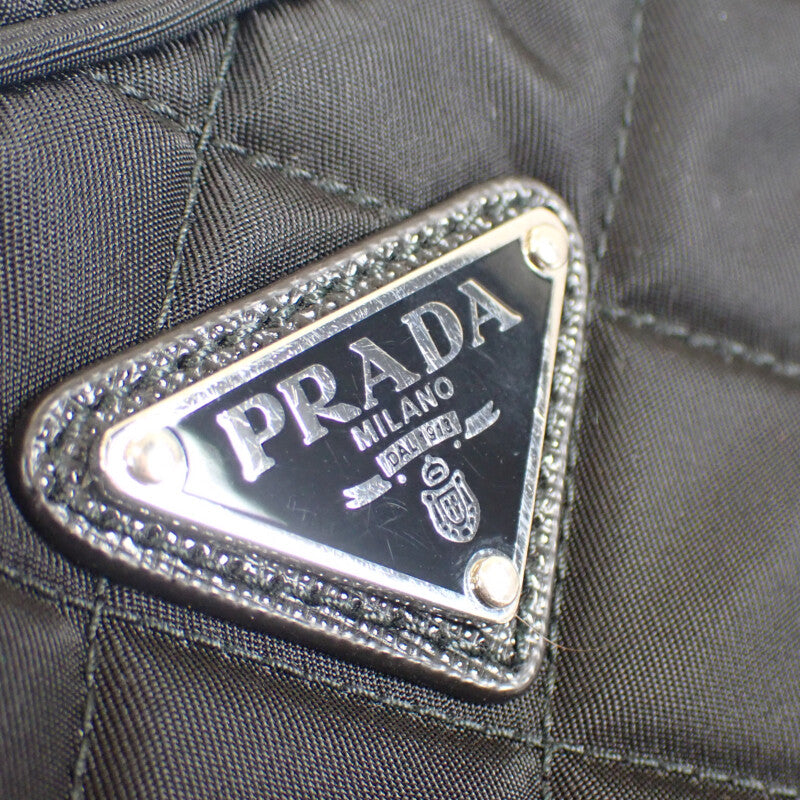 【Aランク】プラダ PRADA テスート インプントゥ キルティング 1BH9102AS3F0002 2WAYバッグ ハンドバッグ  ショルダーバッグ ナイロン ブラック ファスナー シルバー金具 レディース【ISEYA】