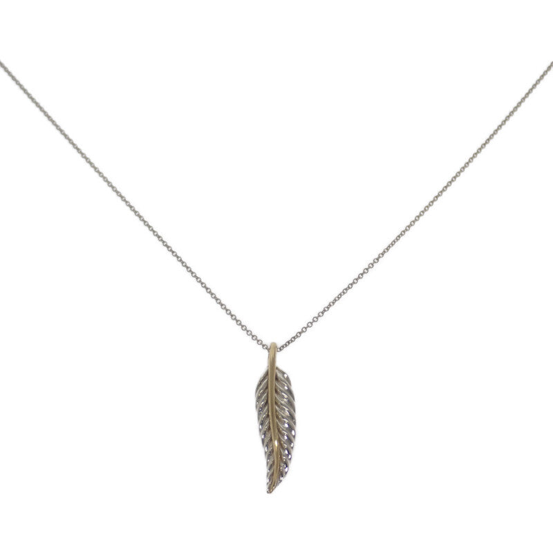 ティファニー TIFFANY&Co. フェザー ペンダント ネックレス シルバー925 K18イエローゴールド レディース【中古】【Aランク】