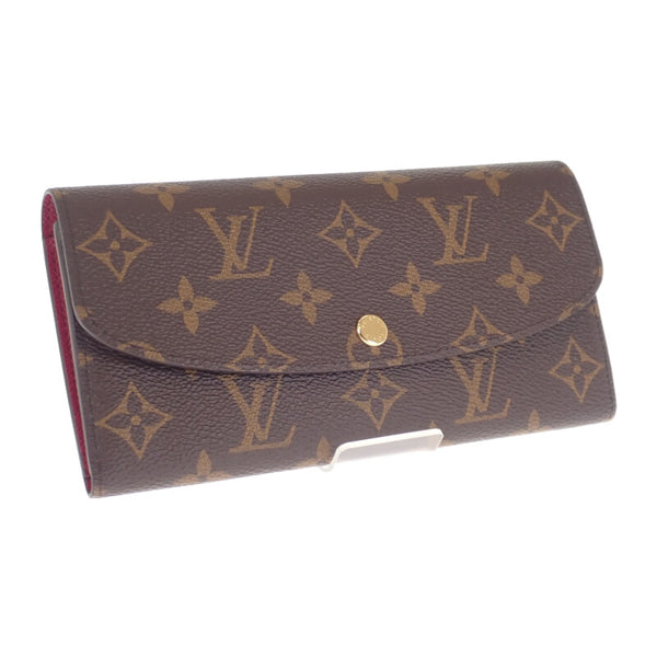 【SAランク】ルイヴィトン LOUIS VUITTON ポルトフォイユ エミリー M60697 モノグラム 長財布 モノグラムキャンバス ブラウン フューシャ スナップボタン レディース【ISEYA】