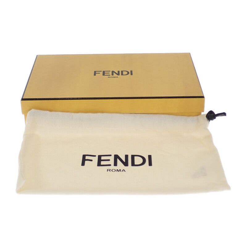 【SAランク】フェンディ FENDI FF ダイヤモンド 8M0251 長財布 レザー グリーン アイボリー スナップボタン シルバー金具 レディース【ISEYA】