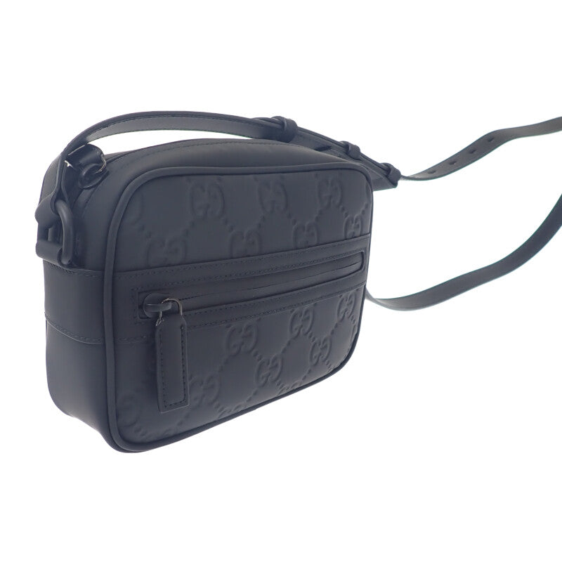 グッチ GUCCI GG ラバーエフェクト ミニ 771321AAC0G1000 ショルダーバッグ ラバーエフェクトレザー ブラック メンズ【中古】【Aランク】