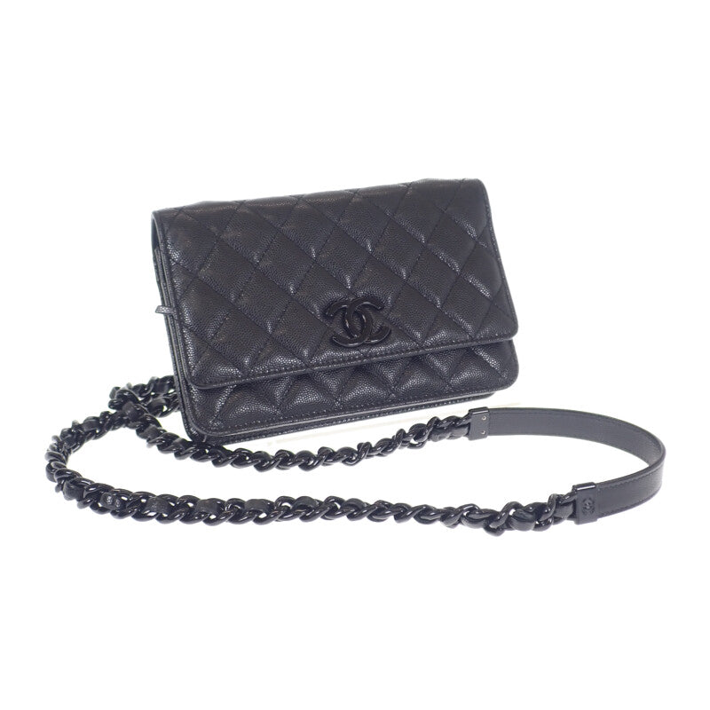 【Aランク】シャネル CHANEL チェーンウォレット AP1954B0483694305 その他バッグ グレインカーフレザー ブラック マグネットボタン レディース【ISEYA】