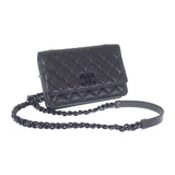 【Aランク】シャネル CHANEL チェーンウォレット AP1954B0483694305 ショルダーバッグ グレインカーフレザー ブラック マグネットボタン レディース【ISEYA】