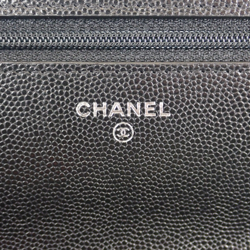 【Aランク】シャネル CHANEL チェーンウォレット AP1954B0483694305 ショルダーバッグ グレインカーフレザー ブラック マグネットボタン レディース【ISEYA】