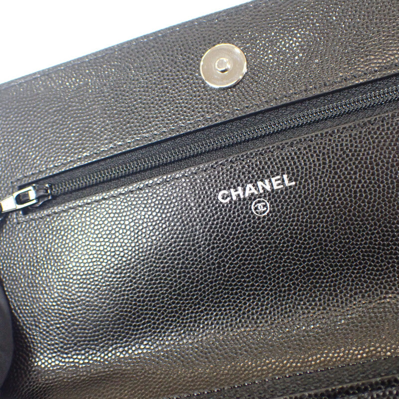 【Aランク】シャネル CHANEL チェーンウォレット AP1954B0483694305 ショルダーバッグ グレインカーフレザー ブラック マグネットボタン レディース【ISEYA】