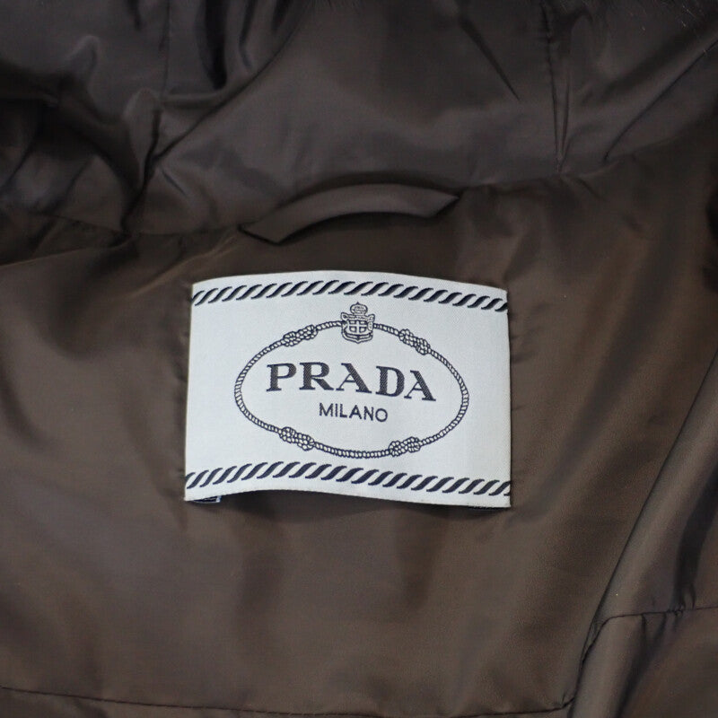 【ABランク】プラダ PRADA ファーダウンコート 29E117R2121060 ダウンジャケット ポリエステル シープスキンファー グレー 42 レディース【ISEYA】