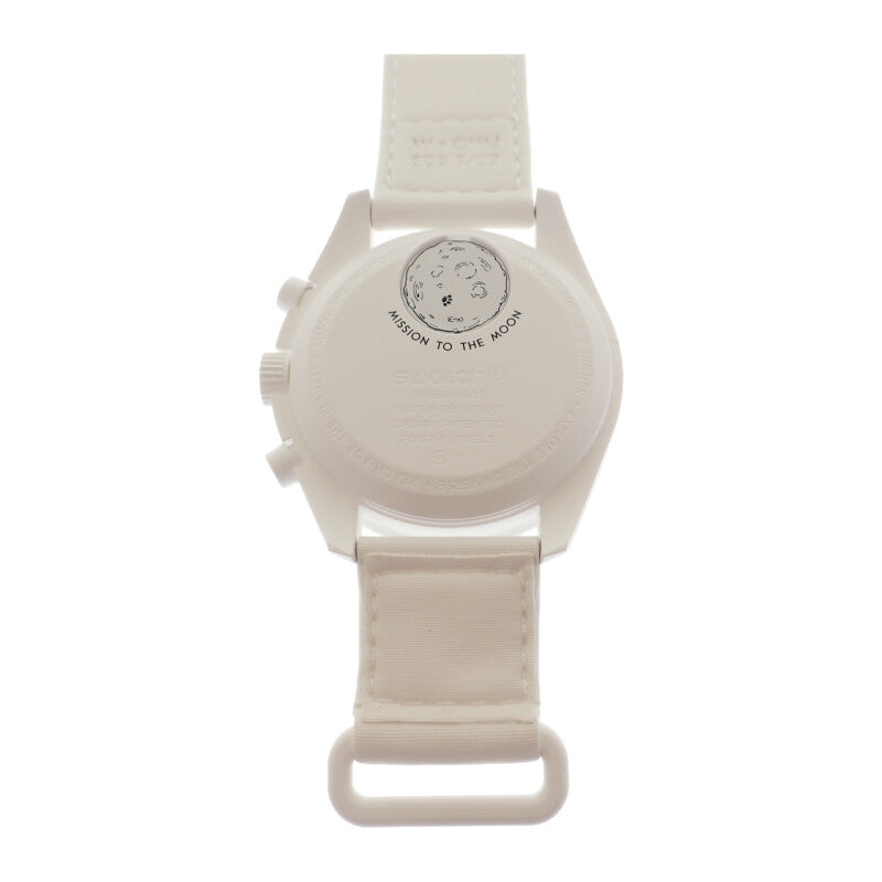 オメガ OMEGA スウォッチ SWATCH ミッショントゥザムーンフェイズ スヌーピー SO33W700 腕時計 セラミック ナイロン クオーツ ホワイト文字盤 メンズ【中古】【Sランク】