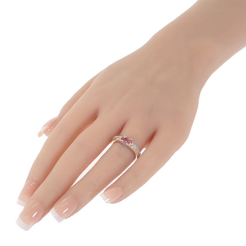 【中古】 デザインジュエリー ピンクサファイヤ リング K18ゴールド Pt900プラチナ 12号 ピンクサファイヤ ダイヤモンド レディース【Aランク】