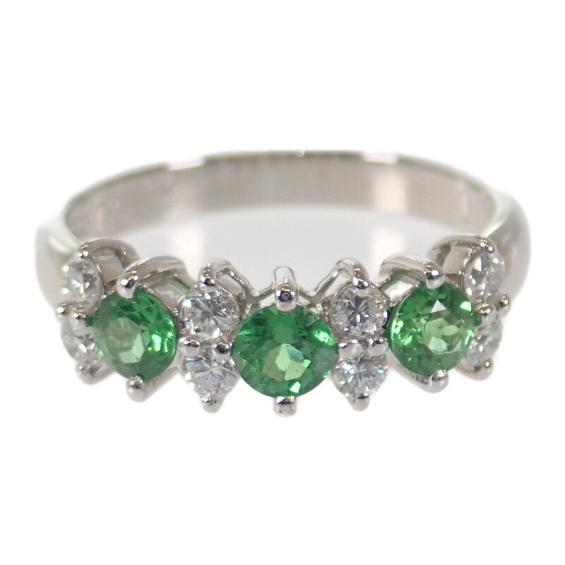 【中古】 デザインジュエリー リング Pt900プラチナ 12号 ツァボライト ダイヤモンド レディース【Aランク】