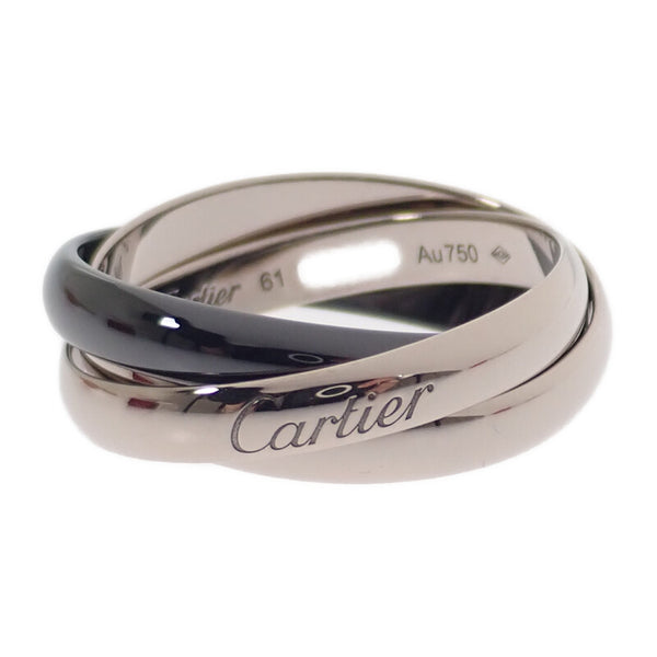 【Aランク】カルティエ CARTIER トリニティ B4095661 リング K18ホワイトゴールド セラミック 21号 61 メンズ 【ISEYA】