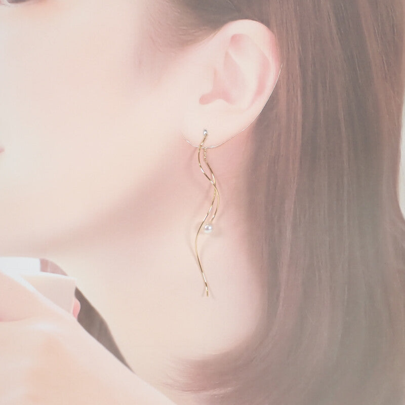 タサキ TASAKI 淡水真珠イヤリング ピアス EC-3679-18KYG ピアス K18イエローゴールド パール レディース【中古】【Aランク】