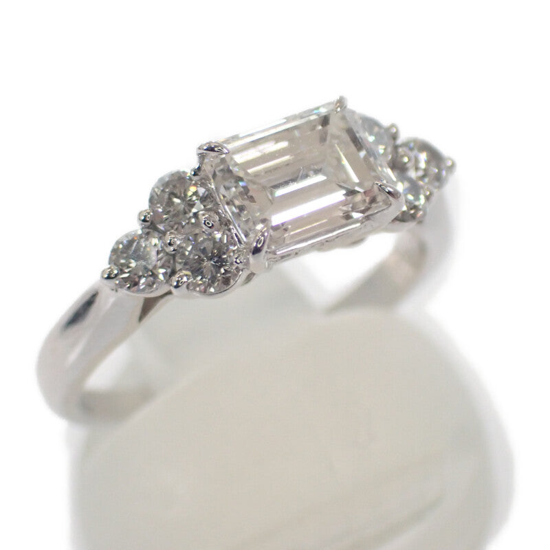 デザインジュエリー エメラルドカット 指輪 12号 リング Pt900プラチナ ダイヤモンド レディース【中古】【Aランク】