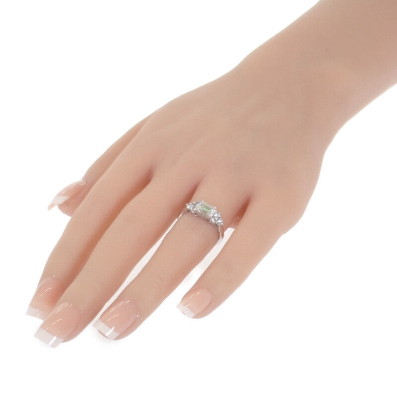 デザインジュエリー エメラルドカット 指輪 12号 リング Pt900プラチナ ダイヤモンド レディース【中古】【Aランク】