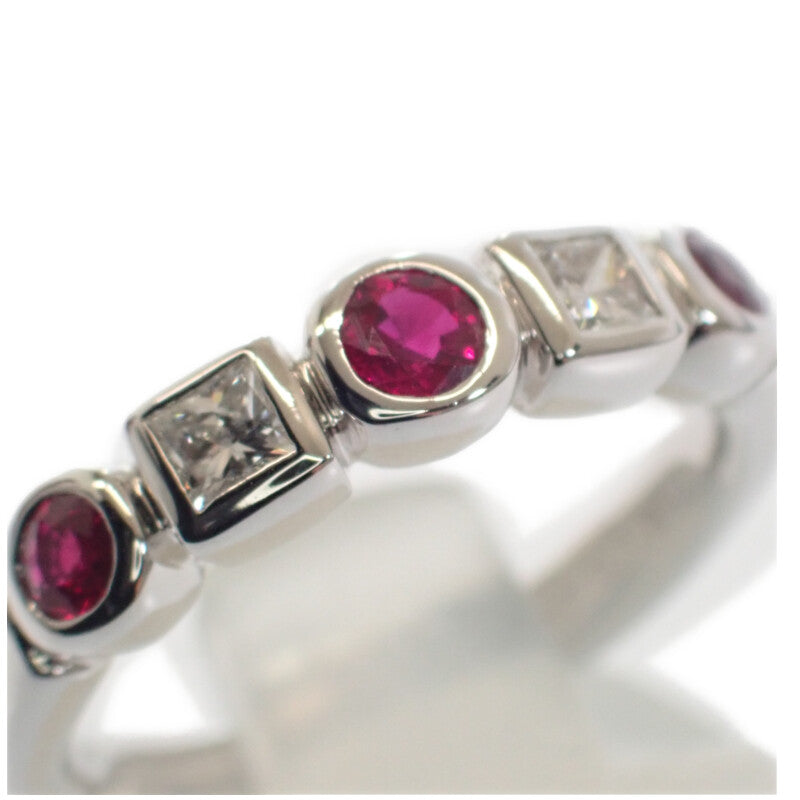 【中古】 デザインジュエリー リング K18ホワイトゴールド ダイヤモンド ルビー 12号 レディース【Aランク】