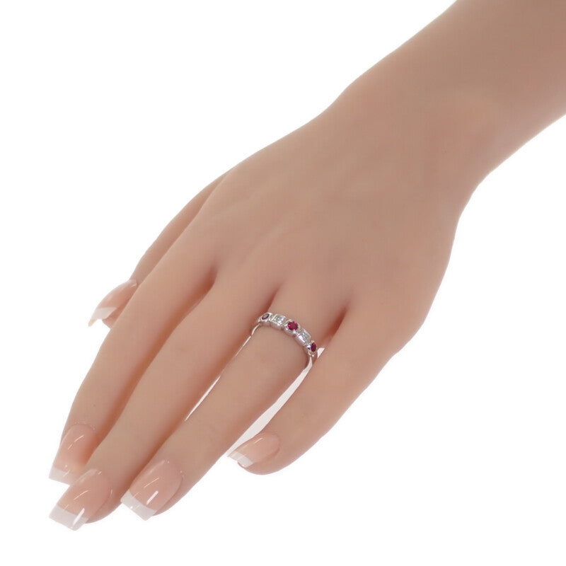 【中古】 デザインジュエリー リング K18ホワイトゴールド ダイヤモンド ルビー 12号 レディース【Aランク】