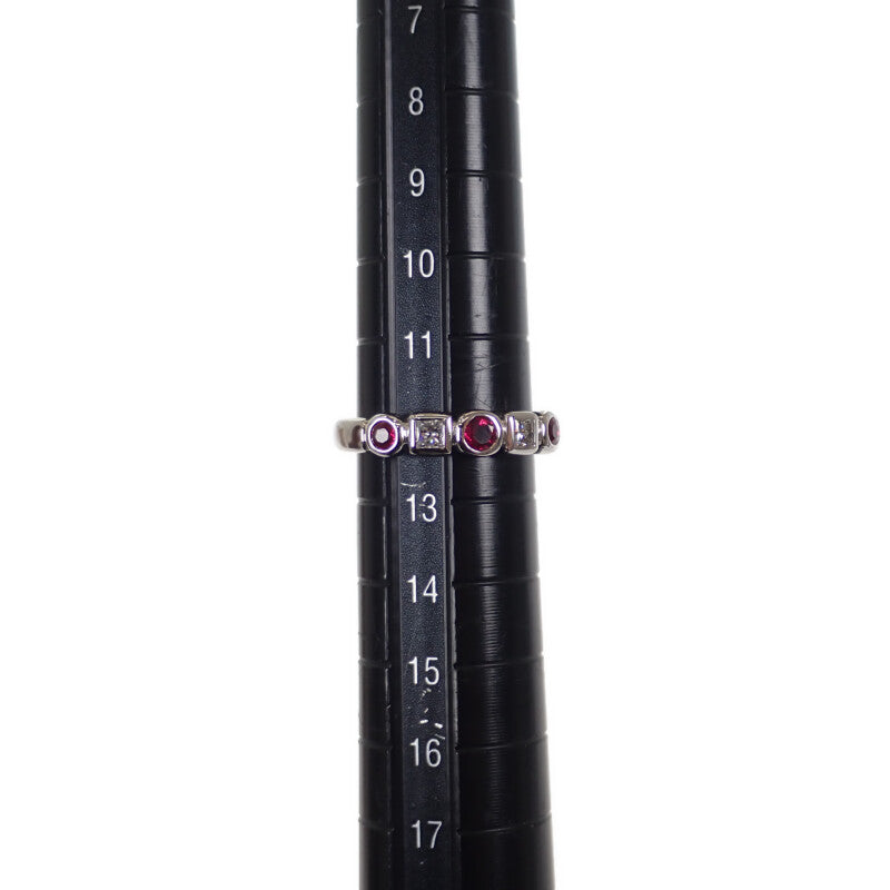 【中古】 デザインジュエリー リング K18ホワイトゴールド ダイヤモンド ルビー 12号 レディース【Aランク】