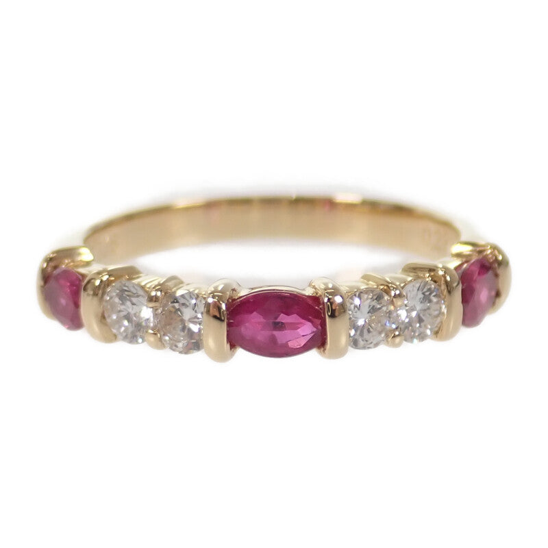 デザインジュエリー リング K18イエローゴールド 11号 ダイヤモンド ルビー レディース【中古】【Aランク】