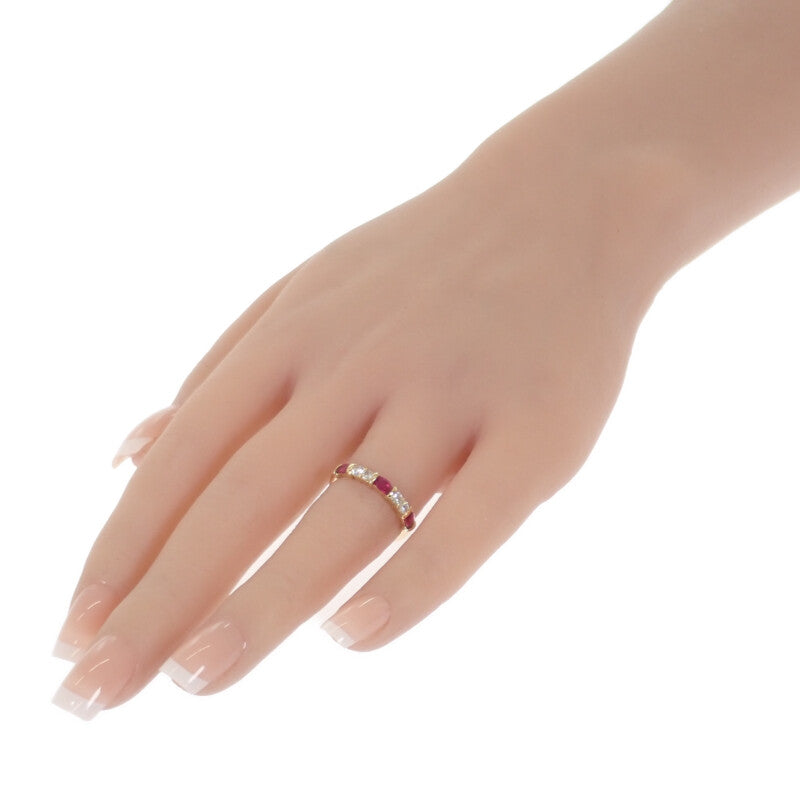 Design Jewelry Ring No. 11 K18 Yellow Gold Diamond Ruby Ladies [Used] [A Rank]
