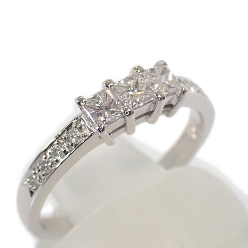 デザインジュエリー 3連 スクエアカット リング K18ホワイト