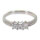 デザインジュエリー 3連 スクエアカット リング K18ホワイトゴールド 9号 ダイヤモンド 9 レディース【中古】【Aランク】