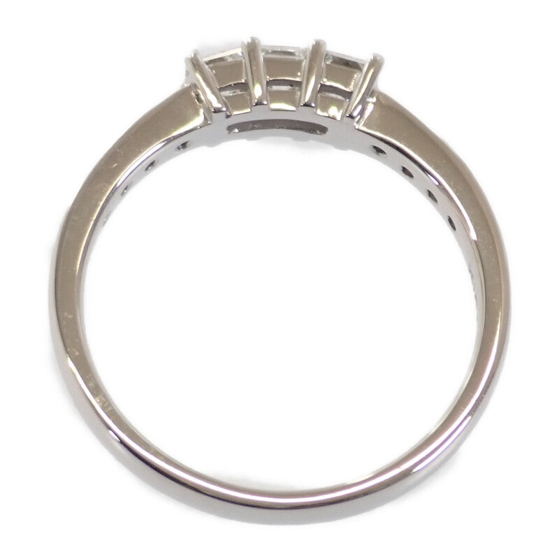 K18 スクエアカットリング 9号　K18 デザインジュエリー 3連 スクエアカット リング K18ホワイトゴールド 9