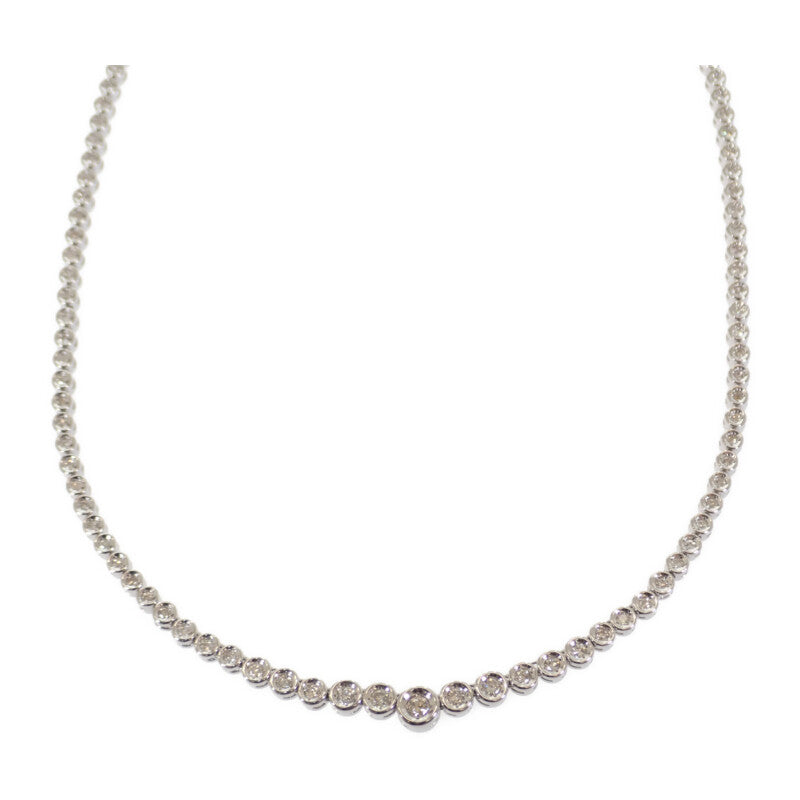 デザインジュエリー テニス ペンダント ネックレス K18ホワイト