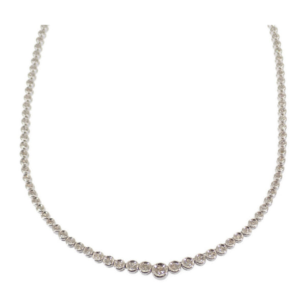 デザインジュエリー テニス ペンダント ネックレス K18ホワイトゴールド ダイヤモンド メンズ レディース【中古】【Aランク】