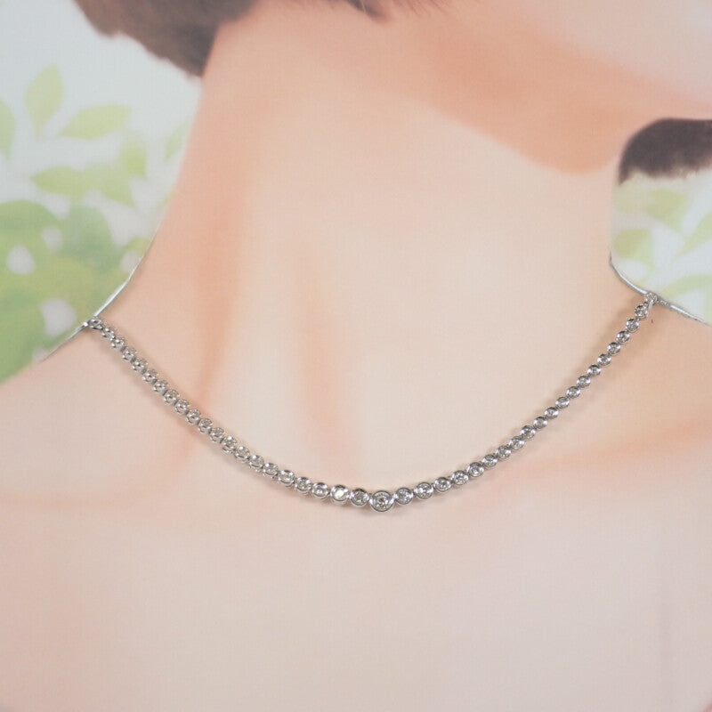 デザインジュエリー テニス ペンダント ネックレス K18ホワイト