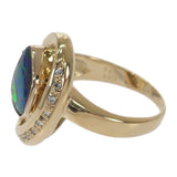 デザイン ジュエリー 12号 リング K18イエローゴールド ボルダーオパール ダイヤモンド レディース【中古】【Aランク】