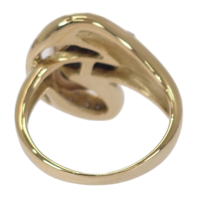 デザイン ジュエリー 12号 リング K18イエローゴールド ボルダーオパール ダイヤモンド レディース【中古】【Aランク】