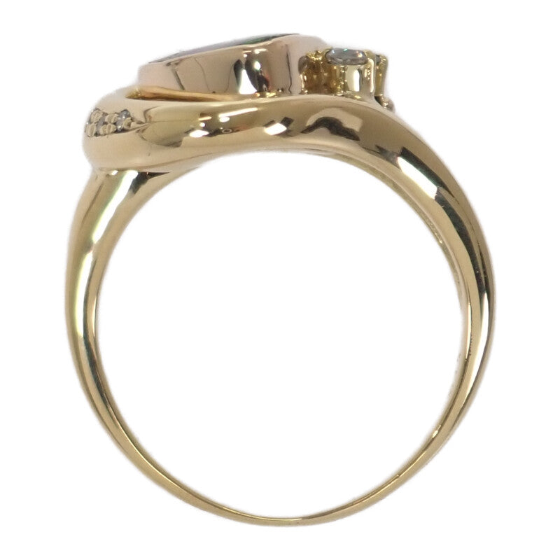 デザイン ジュエリー 12号 リング K18イエローゴールド ボルダーオパール ダイヤモンド レディース【中古】【Aランク】