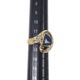 デザイン ジュエリー 12号 リング K18イエローゴールド ボルダーオパール ダイヤモンド レディース【中古】【Aランク】