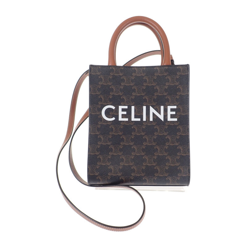 【Aランク】セリーヌ CELINE ミニバーティカルカバ  194372BZK.04LU 2WAYバッグ ハンドバッグ  ショルダーバッグ PVCコーティングキャンバス カーフ トリオンフキャンバス タン ブラウン オープン レディース【ISEYA】