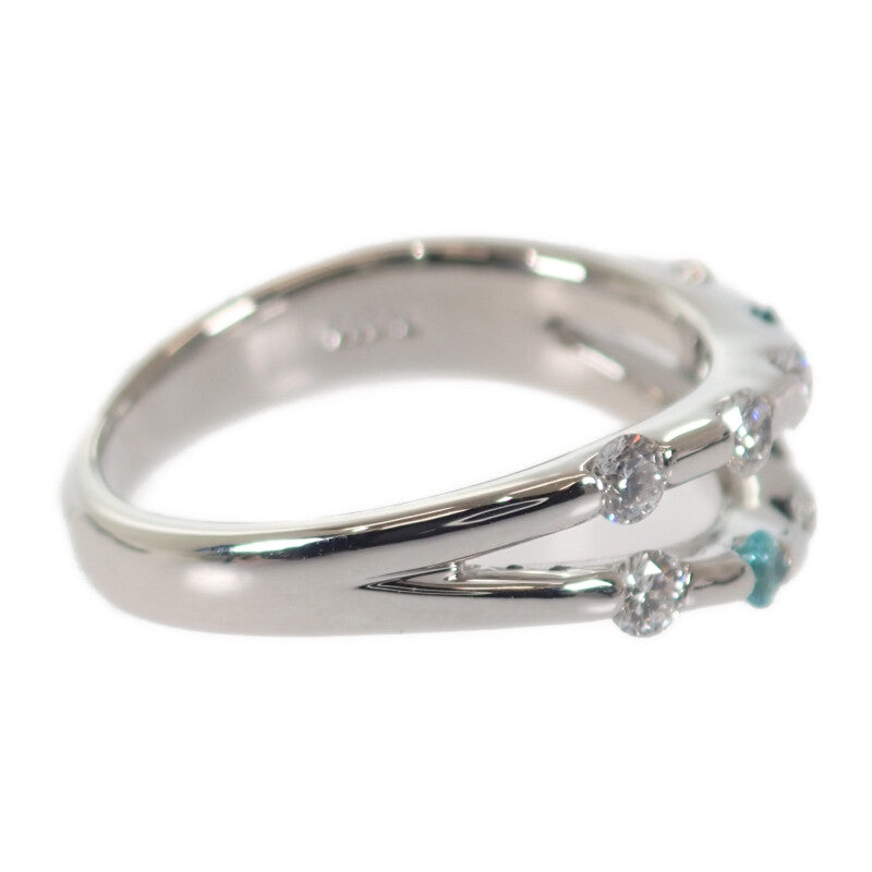 デザイン ジュエリー 12号 リング Pt900プラチナ ダイヤモンド パライバトルマリン レディース【中古】【Aランク】