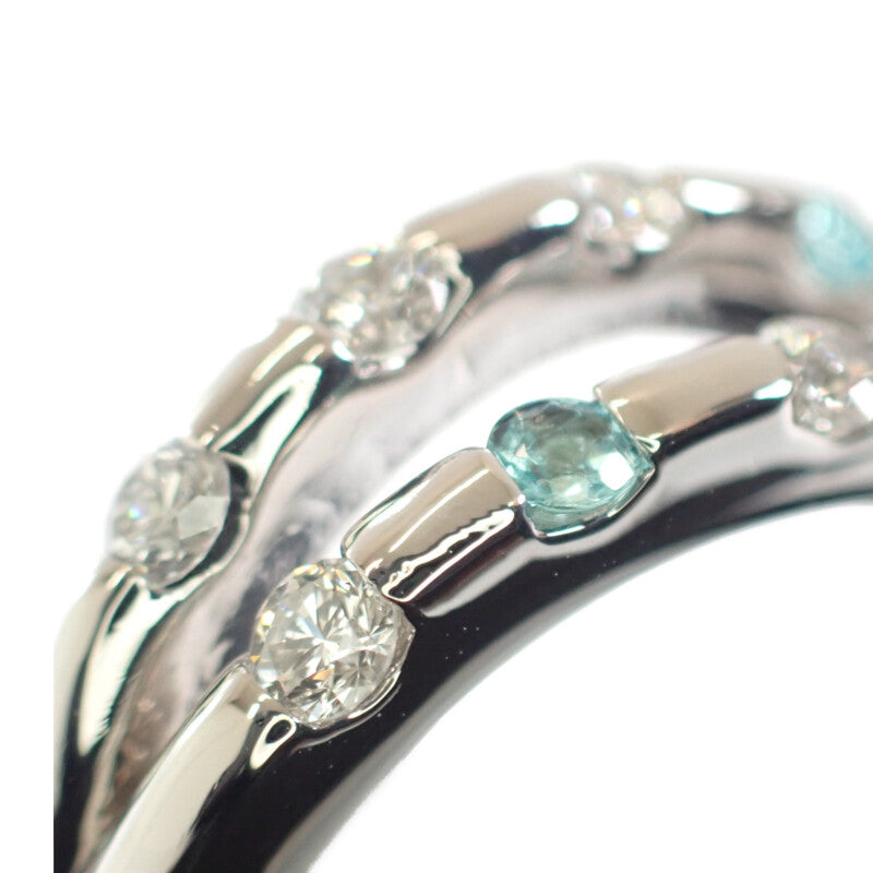 デザイン ジュエリー 12号 リング Pt900プラチナ ダイヤモンド パライバトルマリン レディース【中古】【Aランク】