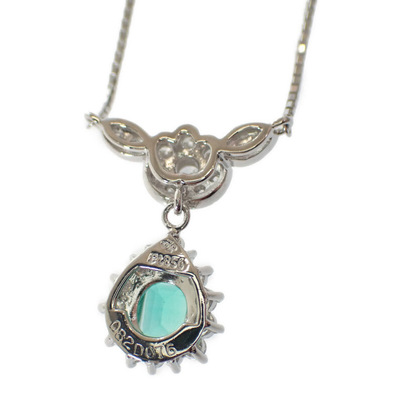 【中古】 デザインジュエリー ペンダント ネックレス Pt850プラチナ エメラルド ダイヤモンド レディース【Aランク】