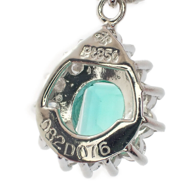 【中古】 デザインジュエリー ペンダント ネックレス Pt850プラチナ エメラルド ダイヤモンド レディース【Aランク】